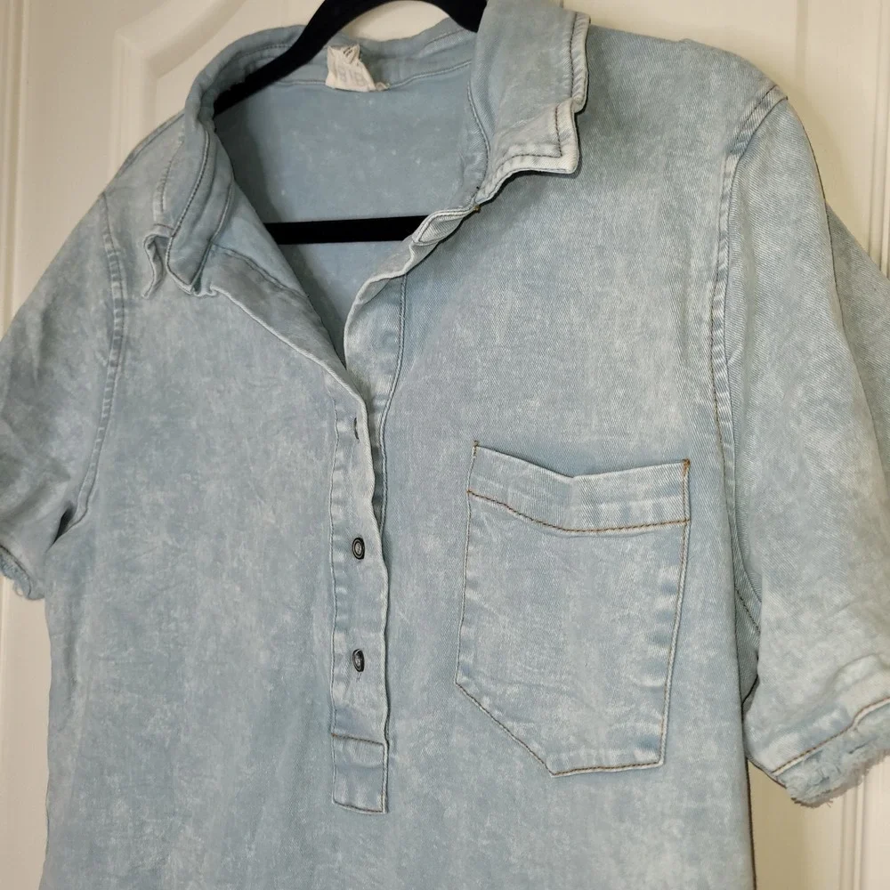 Bibi‎ Women's Shift Dress Denim M Blue Chambray Western Festival